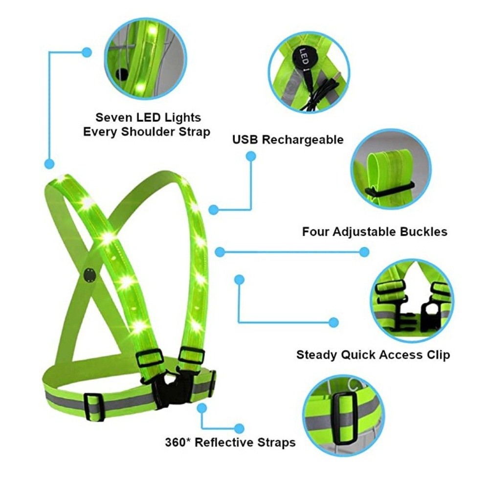 New Polyester LED Safety Vest  - Reflective Vest Cycling 评论和价格